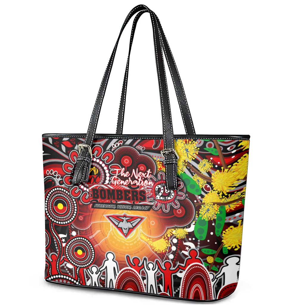 NAIDOC Week 2025 Bombers Football Leather Tote Bag Aboriginal Dot Painting
