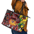 NAIDOC Week 2025 Bombers Football Leather Tote Bag Aboriginal Dot Painting