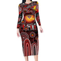 Personalised NAIDOC Week 2025 Bombers Football Long Sleeve Bodycon Dress Aboriginal Dot Painting