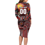 Personalised NAIDOC Week 2025 Bombers Football Long Sleeve Bodycon Dress Aboriginal Dot Painting