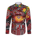 Personalised NAIDOC Week 2025 Bombers Football Long Sleeve Button Shirt Aboriginal Dot Painting