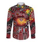 Personalised NAIDOC Week 2025 Bombers Football Long Sleeve Button Shirt Aboriginal Dot Painting