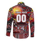 Personalised NAIDOC Week 2025 Bombers Football Long Sleeve Button Shirt Aboriginal Dot Painting