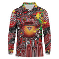 Personalised NAIDOC Week 2025 Bombers Football Long Sleeve Polo Shirt Aboriginal Dot Painting
