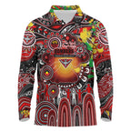 Personalised NAIDOC Week 2025 Bombers Football Long Sleeve Polo Shirt Aboriginal Dot Painting