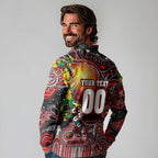 Personalised NAIDOC Week 2025 Bombers Football Long Sleeve Polo Shirt Aboriginal Dot Painting