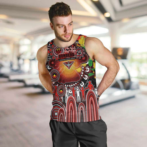 Personalised NAIDOC Week 2025 Bombers Football Men Tank Top Aboriginal Dot Painting