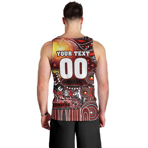 Personalised NAIDOC Week 2025 Bombers Football Men Tank Top Aboriginal Dot Painting