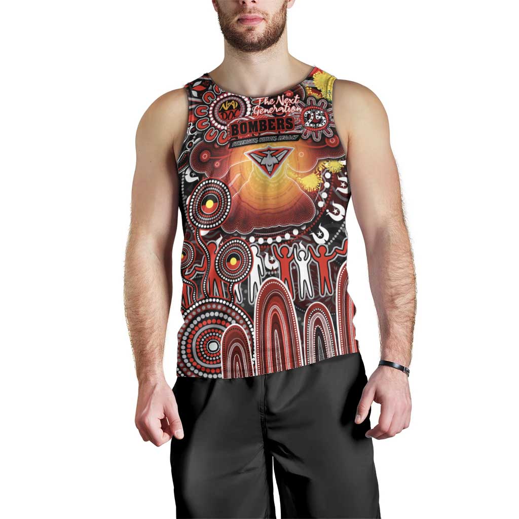 Personalised NAIDOC Week 2025 Bombers Football Men Tank Top Aboriginal Dot Painting