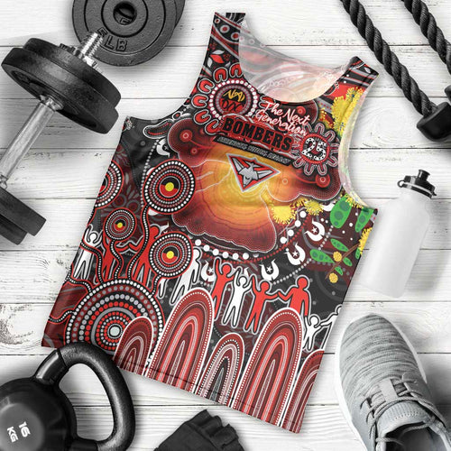 Personalised NAIDOC Week 2025 Bombers Football Men Tank Top Aboriginal Dot Painting