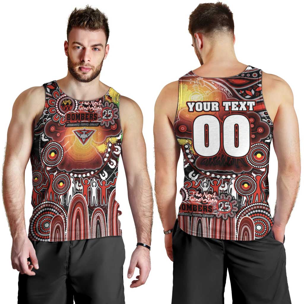 Personalised NAIDOC Week 2025 Bombers Football Men Tank Top Aboriginal Dot Painting