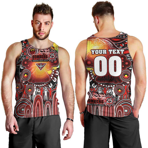 Personalised NAIDOC Week 2025 Bombers Football Men Tank Top Aboriginal Dot Painting