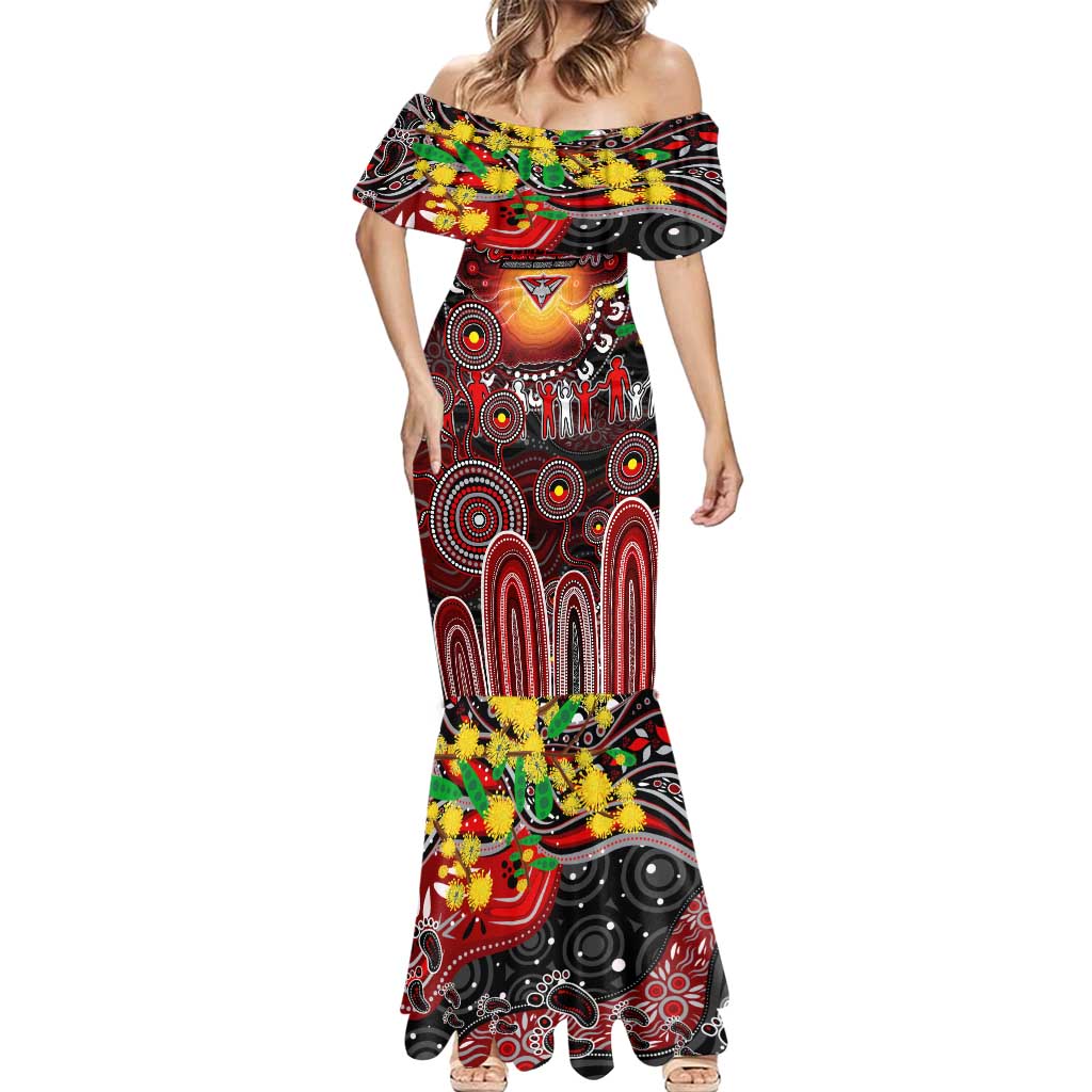 Personalised NAIDOC Week 2025 Bombers Football Mermaid Dress Aboriginal Dot Painting