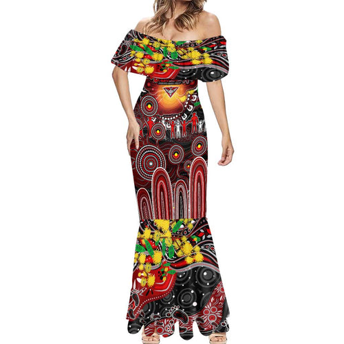 Personalised NAIDOC Week 2025 Bombers Football Mermaid Dress Aboriginal Dot Painting