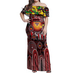 Personalised NAIDOC Week 2025 Bombers Football Off Shoulder Maxi Dress Aboriginal Dot Painting