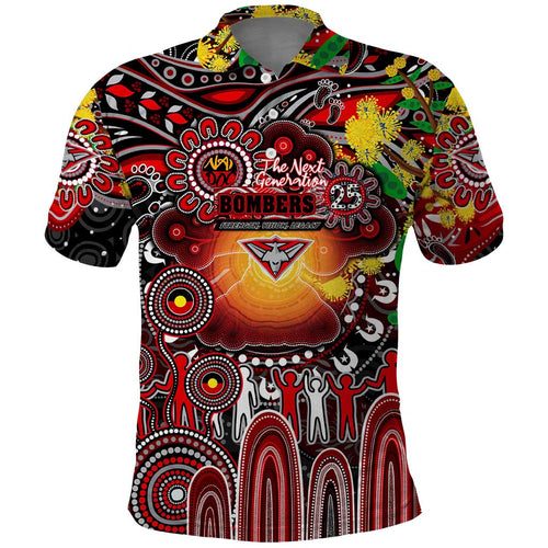 Personalised NAIDOC Week 2025 Bombers Football Polo Shirt Aboriginal Dot Painting