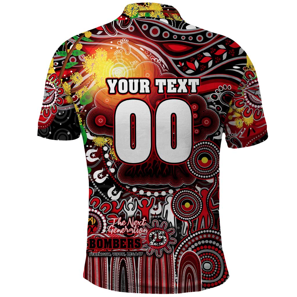 Personalised NAIDOC Week 2025 Bombers Football Polo Shirt Aboriginal Dot Painting
