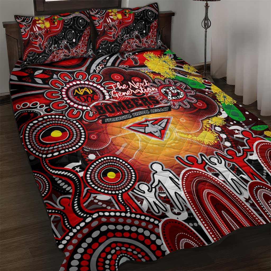 NAIDOC Week 2025 Bombers Football Quilt Bed Set Aboriginal Dot Painting