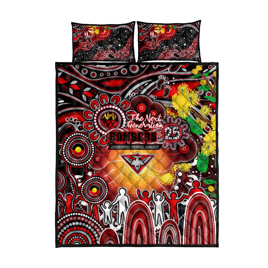 NAIDOC Week 2025 Bombers Football Quilt Bed Set Aboriginal Dot Painting