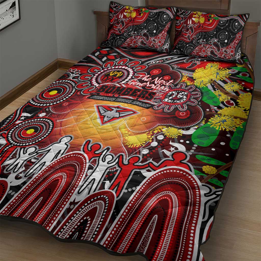 NAIDOC Week 2025 Bombers Football Quilt Bed Set Aboriginal Dot Painting