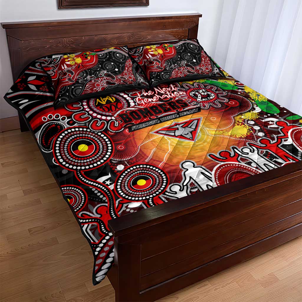 NAIDOC Week 2025 Bombers Football Quilt Bed Set Aboriginal Dot Painting