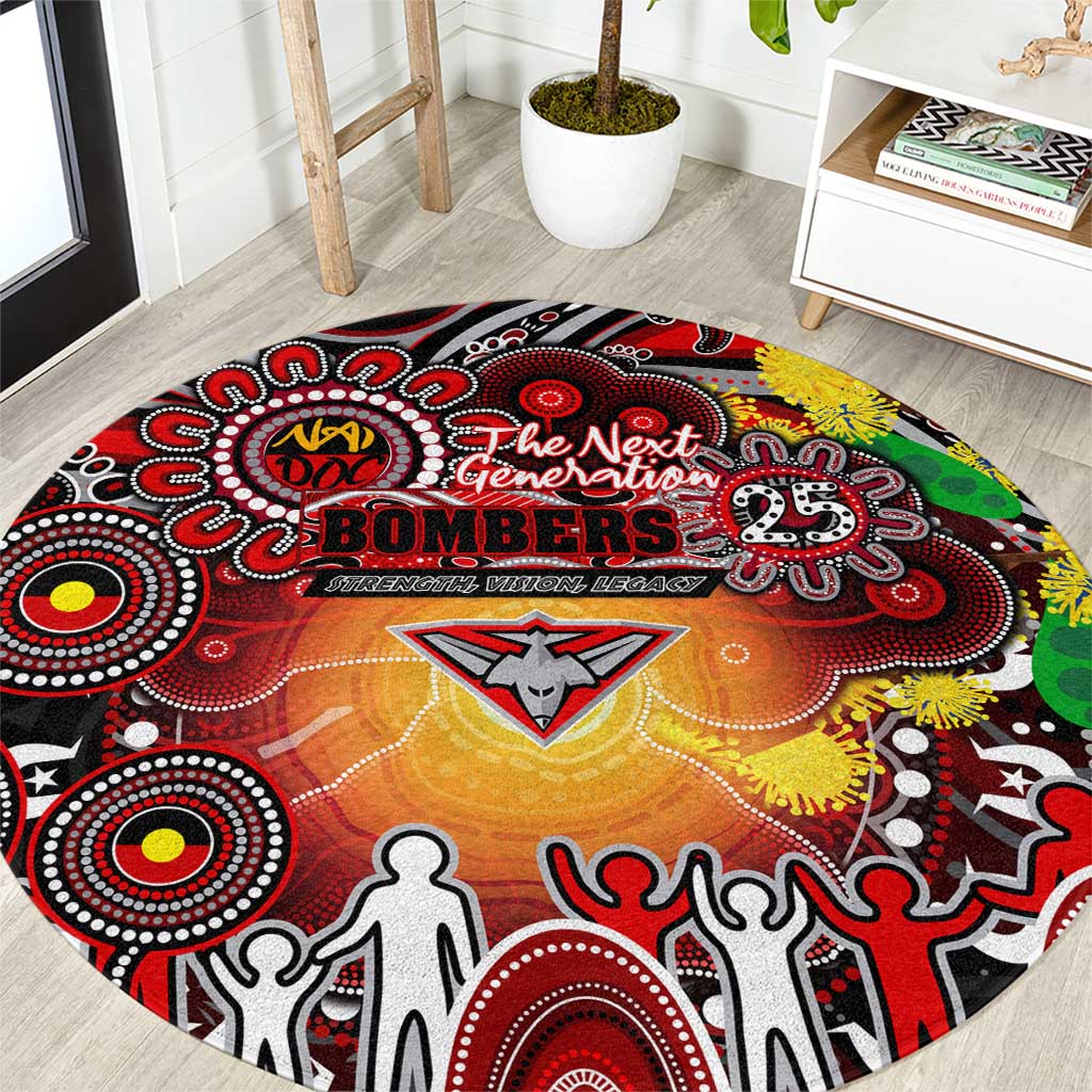 NAIDOC Week 2025 Bombers Football Round Carpet Aboriginal Dot Painting
