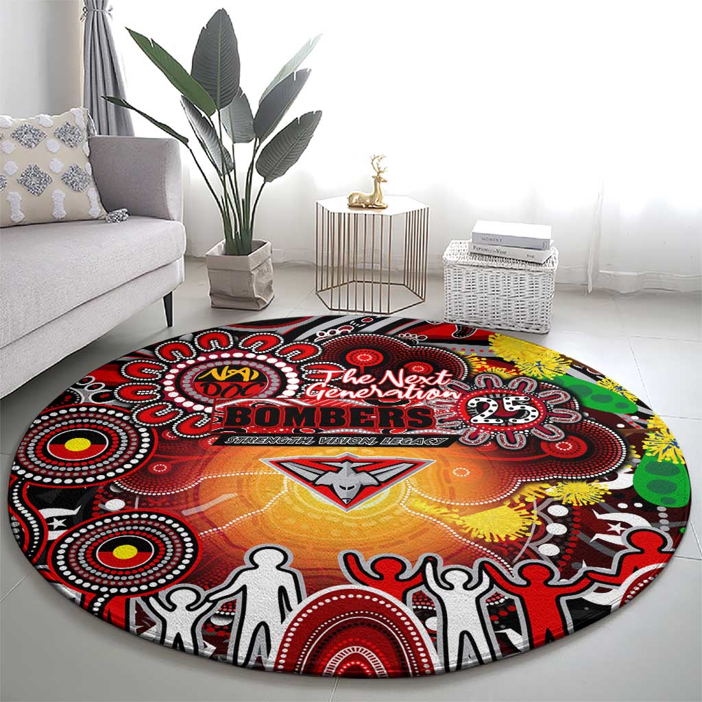 NAIDOC Week 2025 Bombers Football Round Carpet Aboriginal Dot Painting