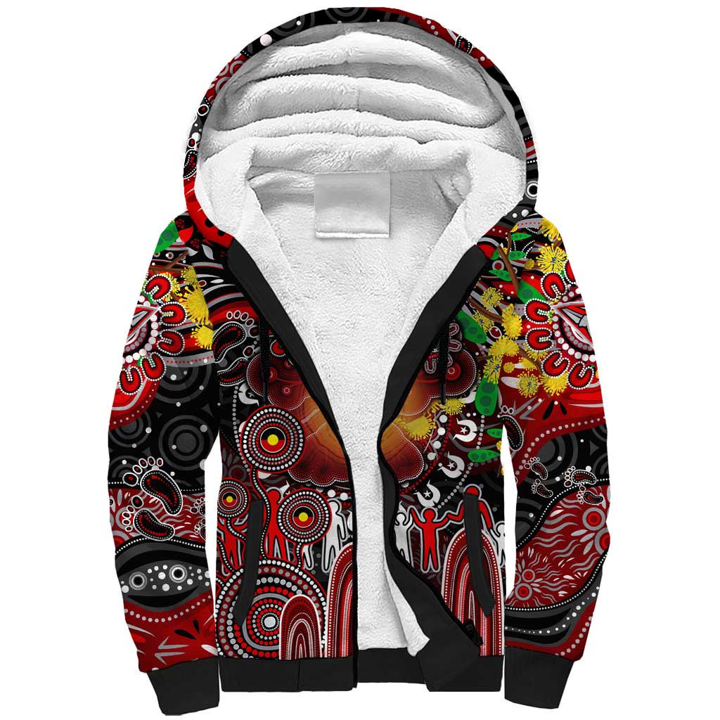 Personalised NAIDOC Week 2025 Bombers Football Sherpa Hoodie Aboriginal Dot Painting