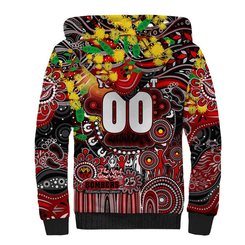 Personalised NAIDOC Week 2025 Bombers Football Sherpa Hoodie Aboriginal Dot Painting
