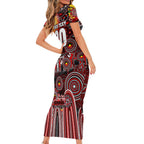 Personalised NAIDOC Week 2025 Bombers Football Short Sleeve Bodycon Dress Aboriginal Dot Painting
