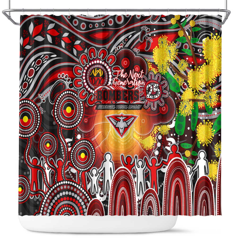 NAIDOC Week 2025 Bombers Football Shower Curtain Aboriginal Dot Painting