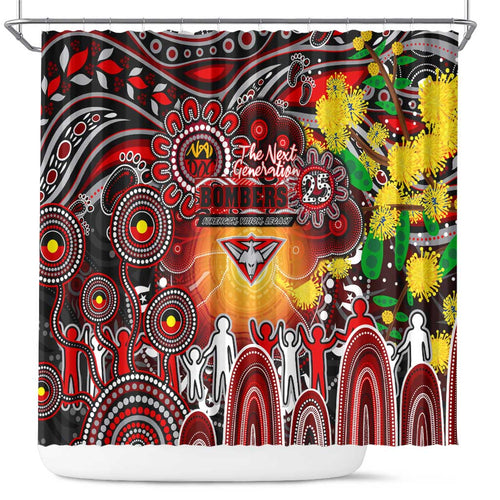 NAIDOC Week 2025 Bombers Football Shower Curtain Aboriginal Dot Painting