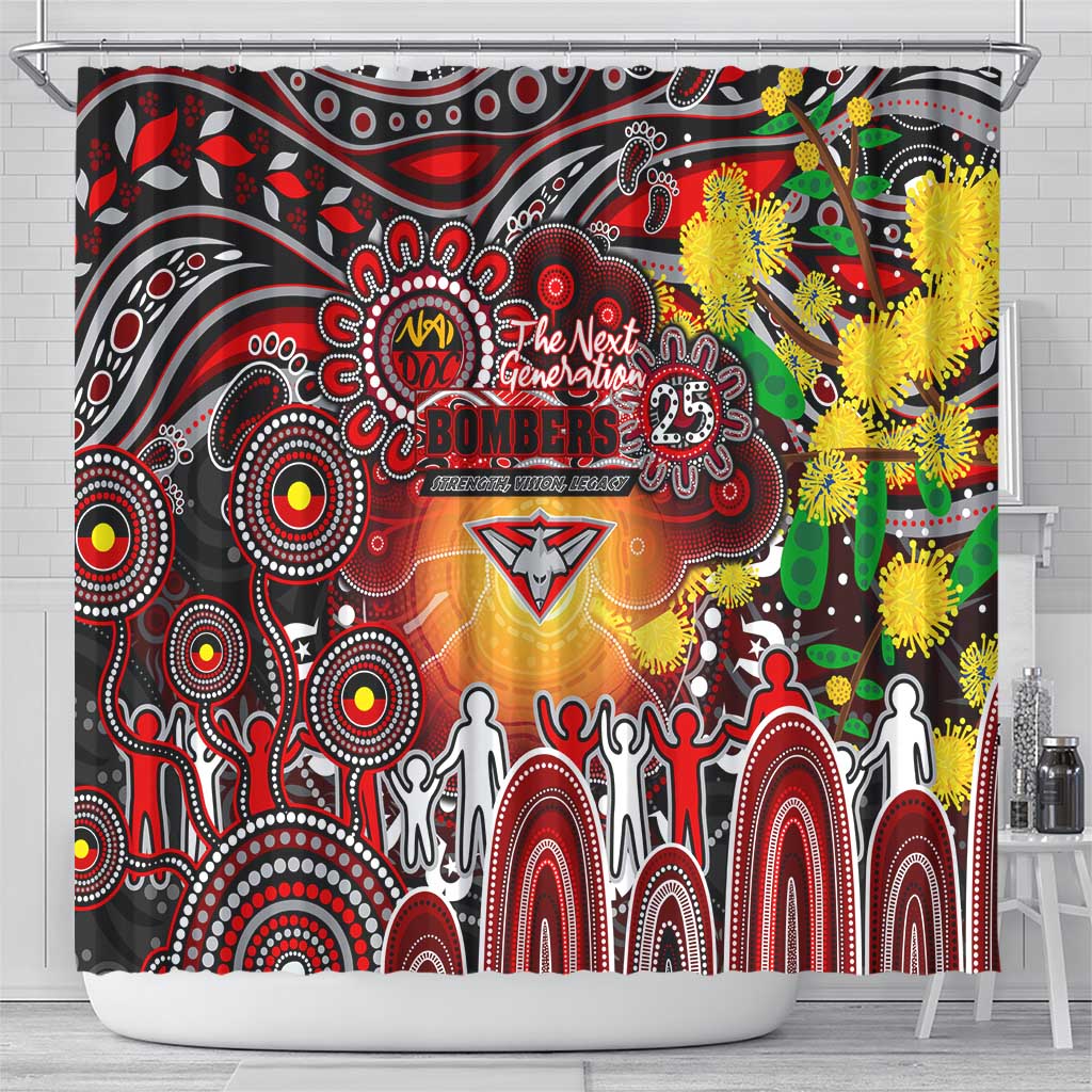 NAIDOC Week 2025 Bombers Football Shower Curtain Aboriginal Dot Painting