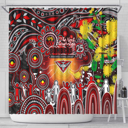 NAIDOC Week 2025 Bombers Football Shower Curtain Aboriginal Dot Painting