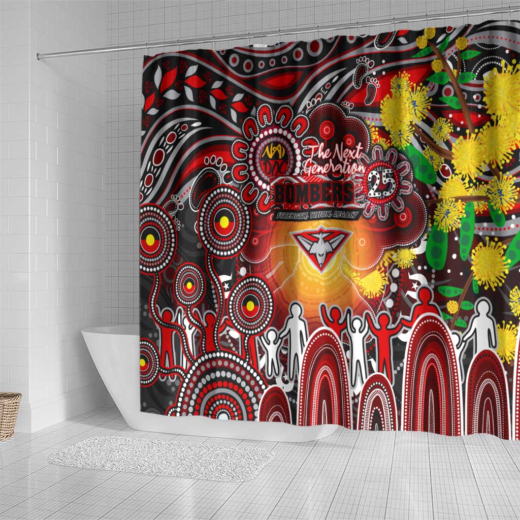 NAIDOC Week 2025 Bombers Football Shower Curtain Aboriginal Dot Painting