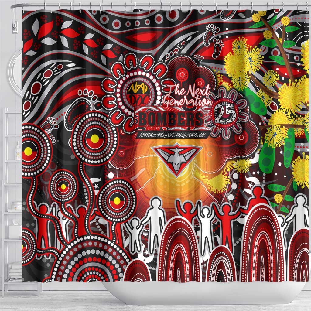 NAIDOC Week 2025 Bombers Football Shower Curtain Aboriginal Dot Painting