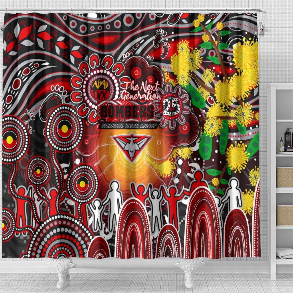 NAIDOC Week 2025 Bombers Football Shower Curtain Aboriginal Dot Painting