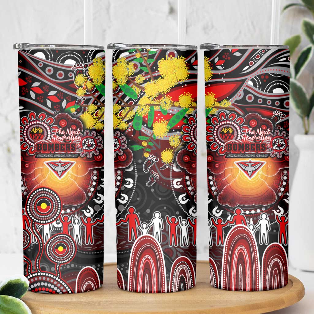 NAIDOC Week 2025 Bombers Football Skinny Tumbler Aboriginal Dot Painting