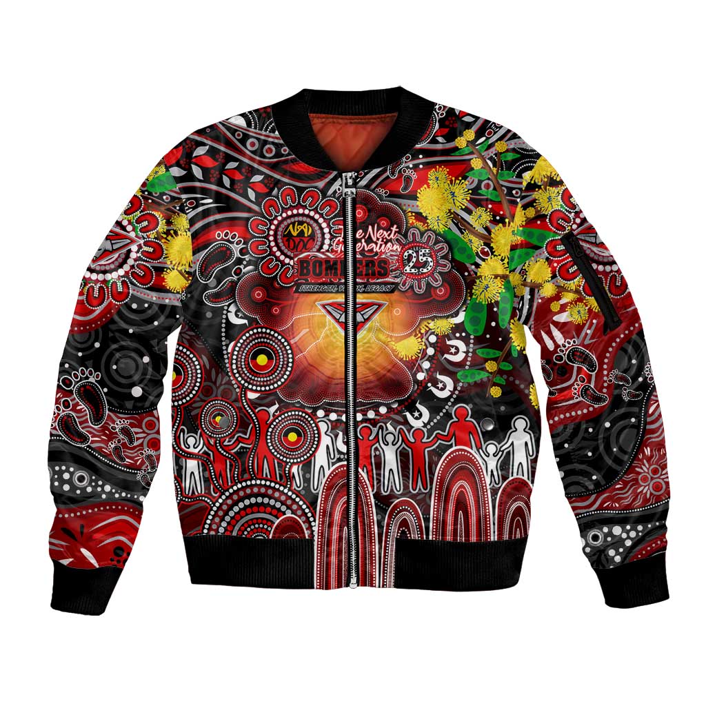 Personalised NAIDOC Week 2025 Bombers Football Sleeve Zip Bomber Jacket Aboriginal Dot Painting