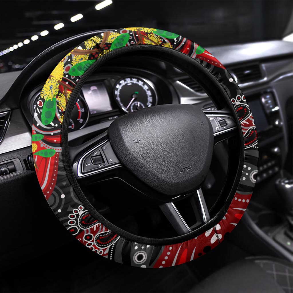 NAIDOC Week 2025 Bombers Football Steering Wheel Cover Aboriginal Dot Painting