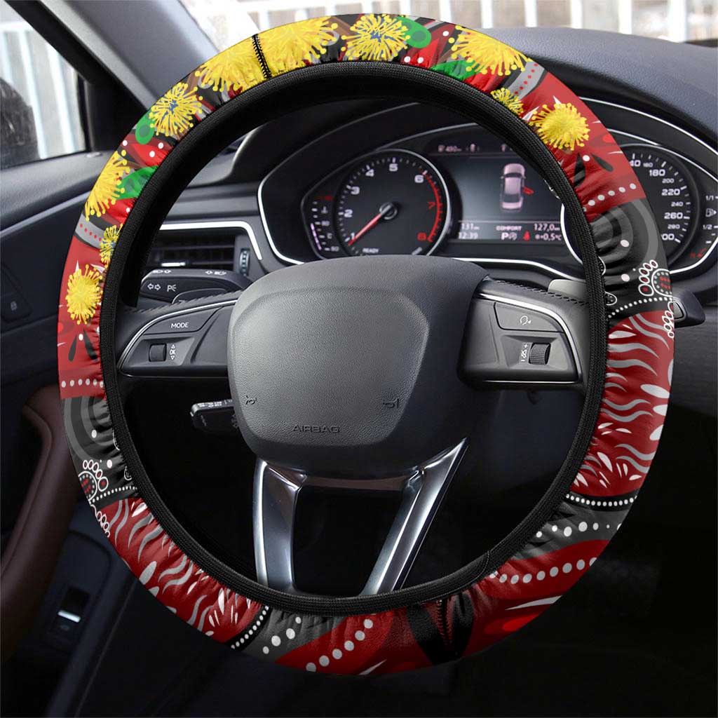 NAIDOC Week 2025 Bombers Football Steering Wheel Cover Aboriginal Dot Painting
