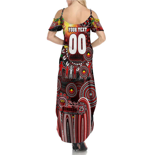 Personalised NAIDOC Week 2025 Bombers Football Summer Maxi Dress Aboriginal Dot Painting