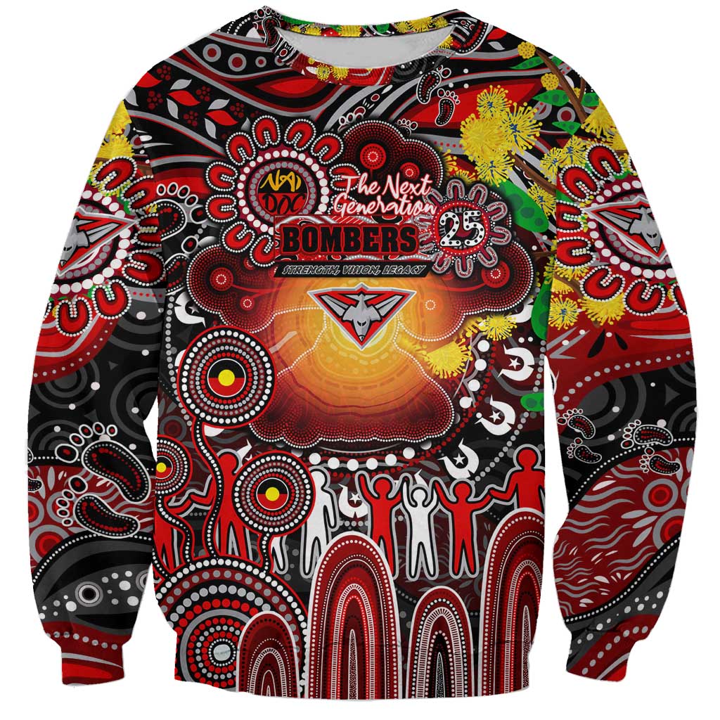 Personalised NAIDOC Week 2025 Bombers Football Sweatshirt Aboriginal Dot Painting