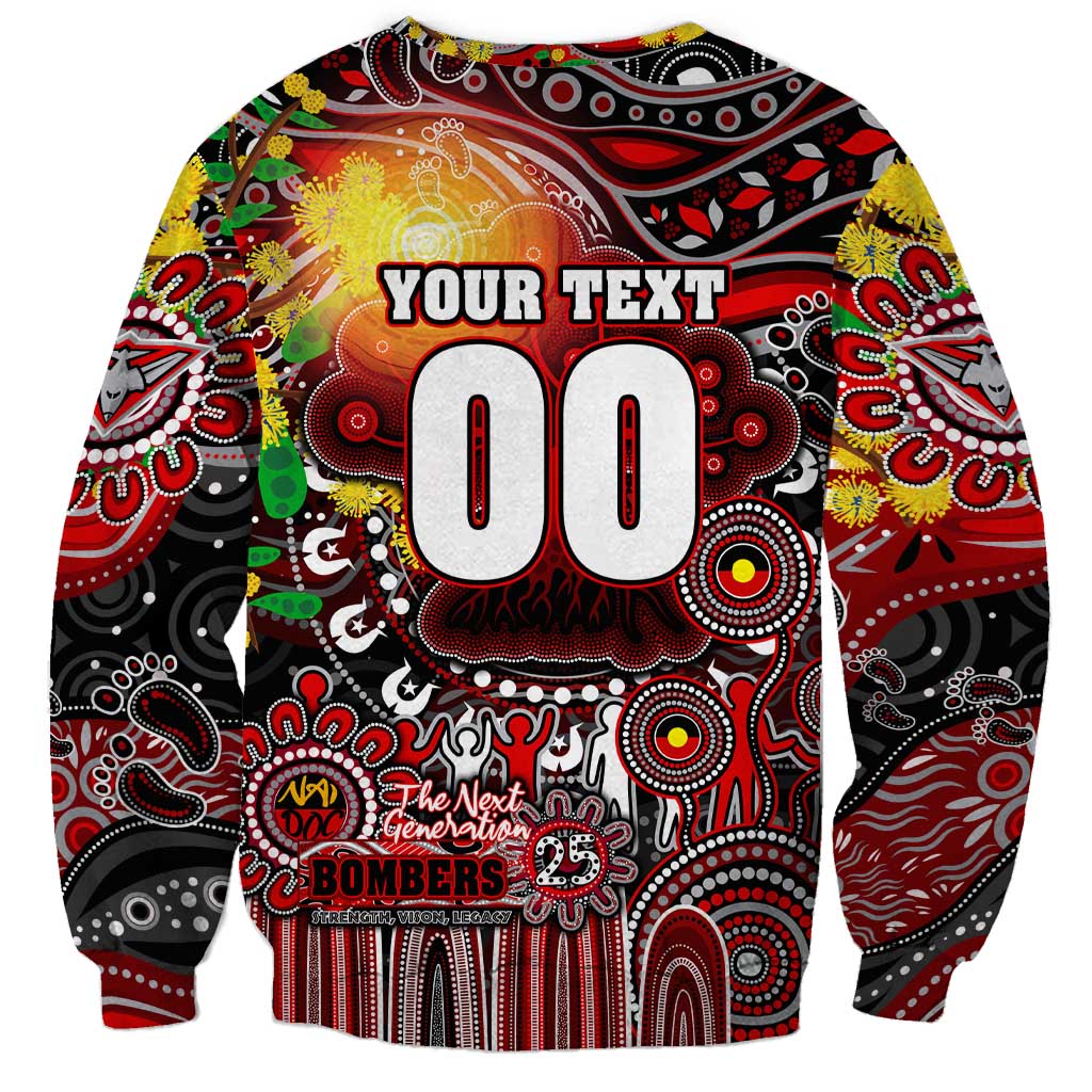 Personalised NAIDOC Week 2025 Bombers Football Sweatshirt Aboriginal Dot Painting