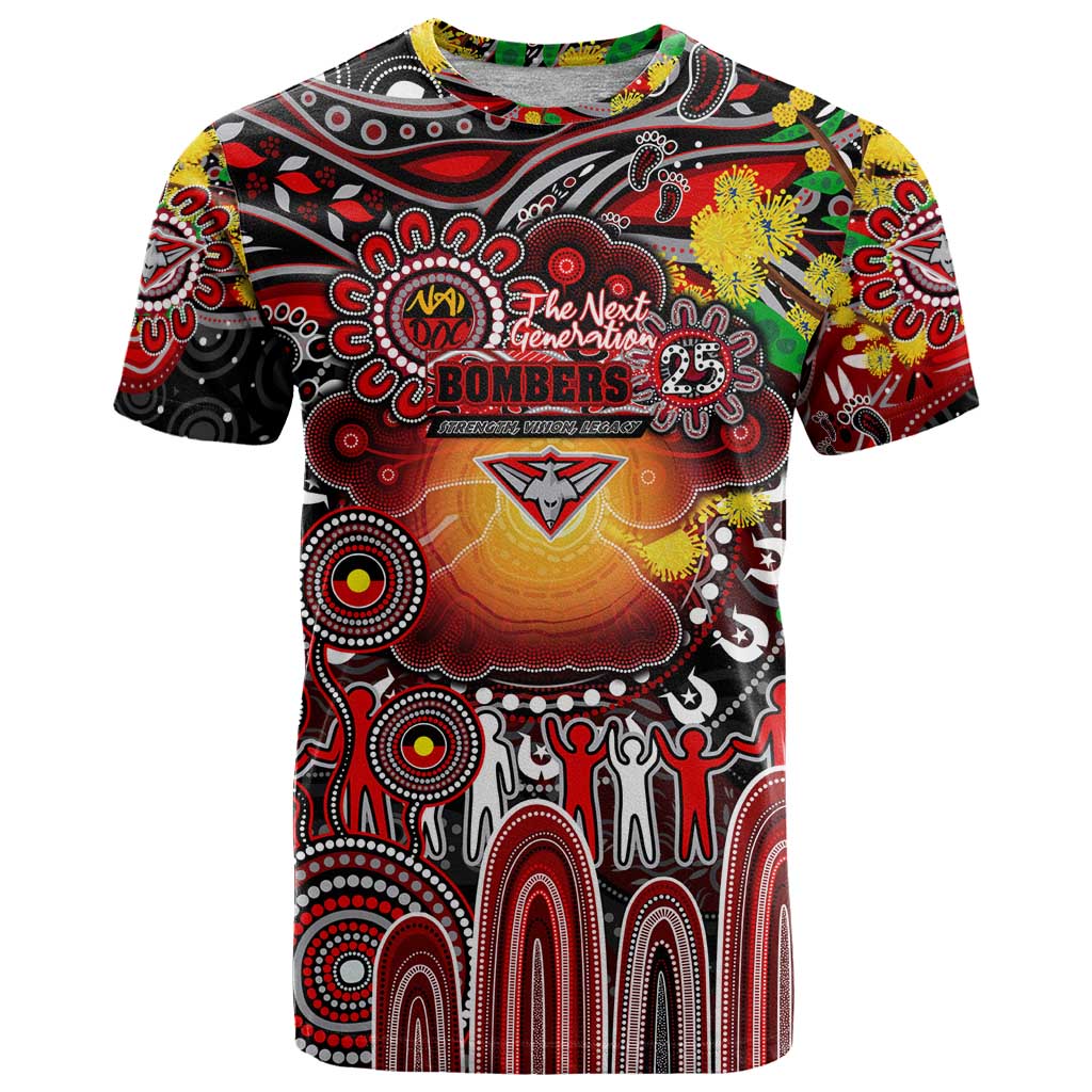 Personalised NAIDOC Week 2025 Bombers Football T Shirt Aboriginal Dot Painting