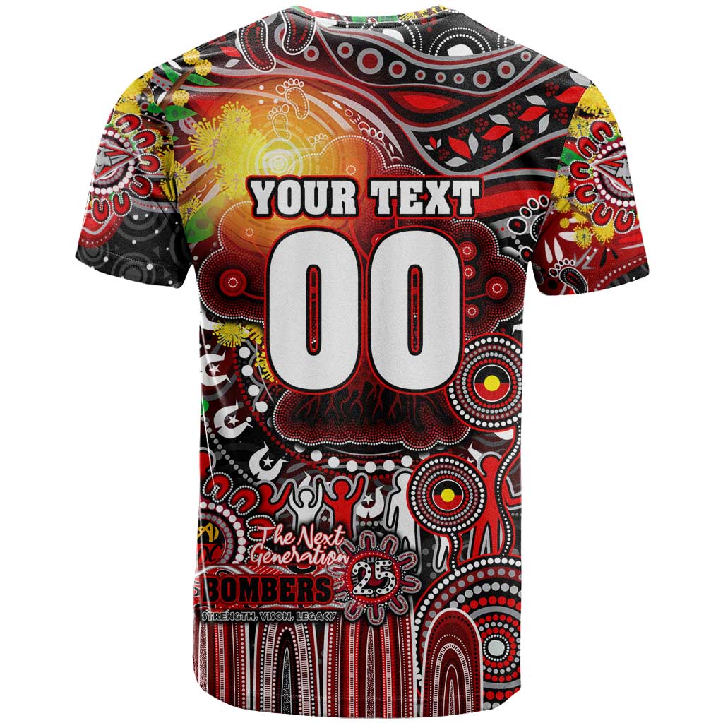 Personalised NAIDOC Week 2025 Bombers Football T Shirt Aboriginal Dot Painting