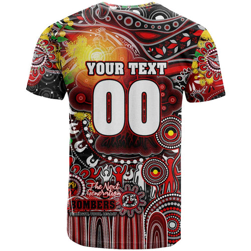 Personalised NAIDOC Week 2025 Bombers Football T Shirt Aboriginal Dot Painting