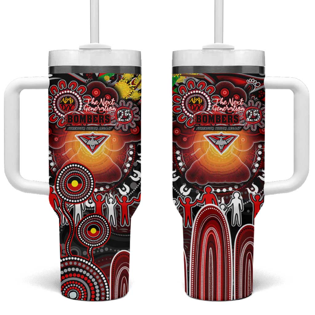 NAIDOC Week 2025 Bombers Football Tumbler With Handle Aboriginal Dot Painting