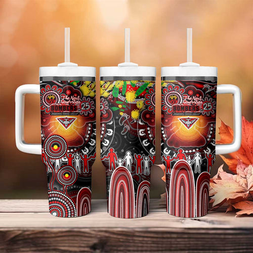 NAIDOC Week 2025 Bombers Football Tumbler With Handle Aboriginal Dot Painting