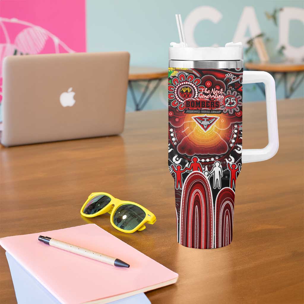 NAIDOC Week 2025 Bombers Football Tumbler With Handle Aboriginal Dot Painting